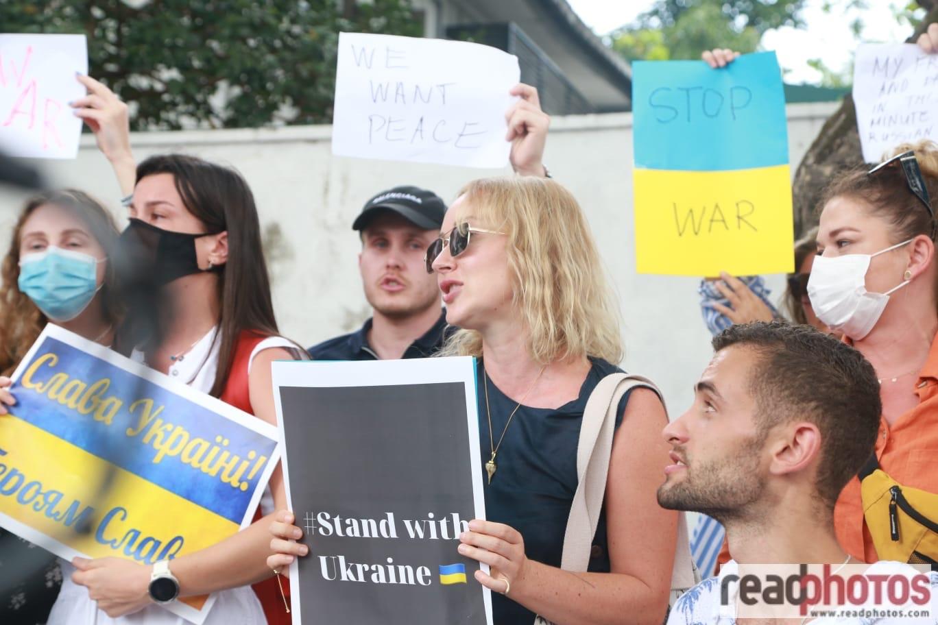 Stop Putin - Ukrainians in SL protest in front of the Russian Embassy in Colombo