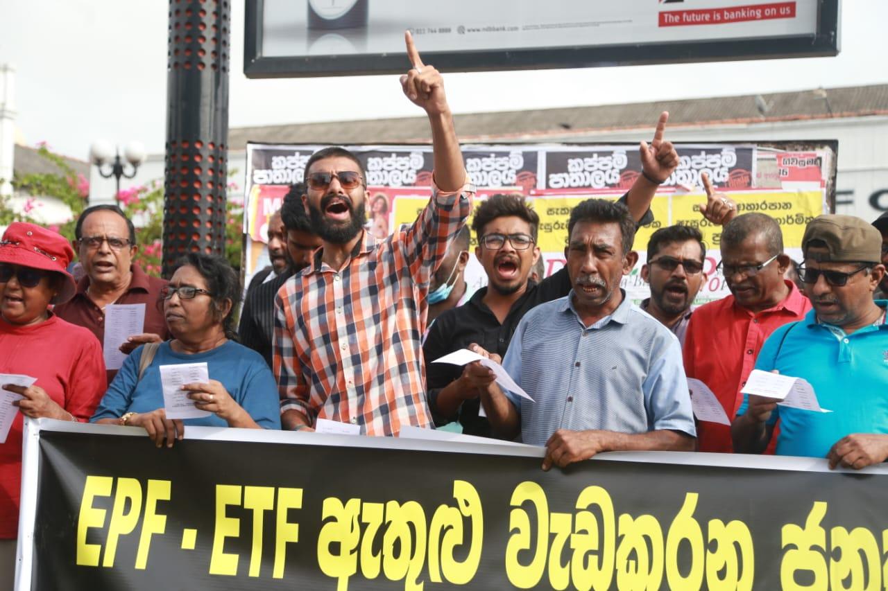 NPP stages protest demanding end to robbing working people of their EPF ETF