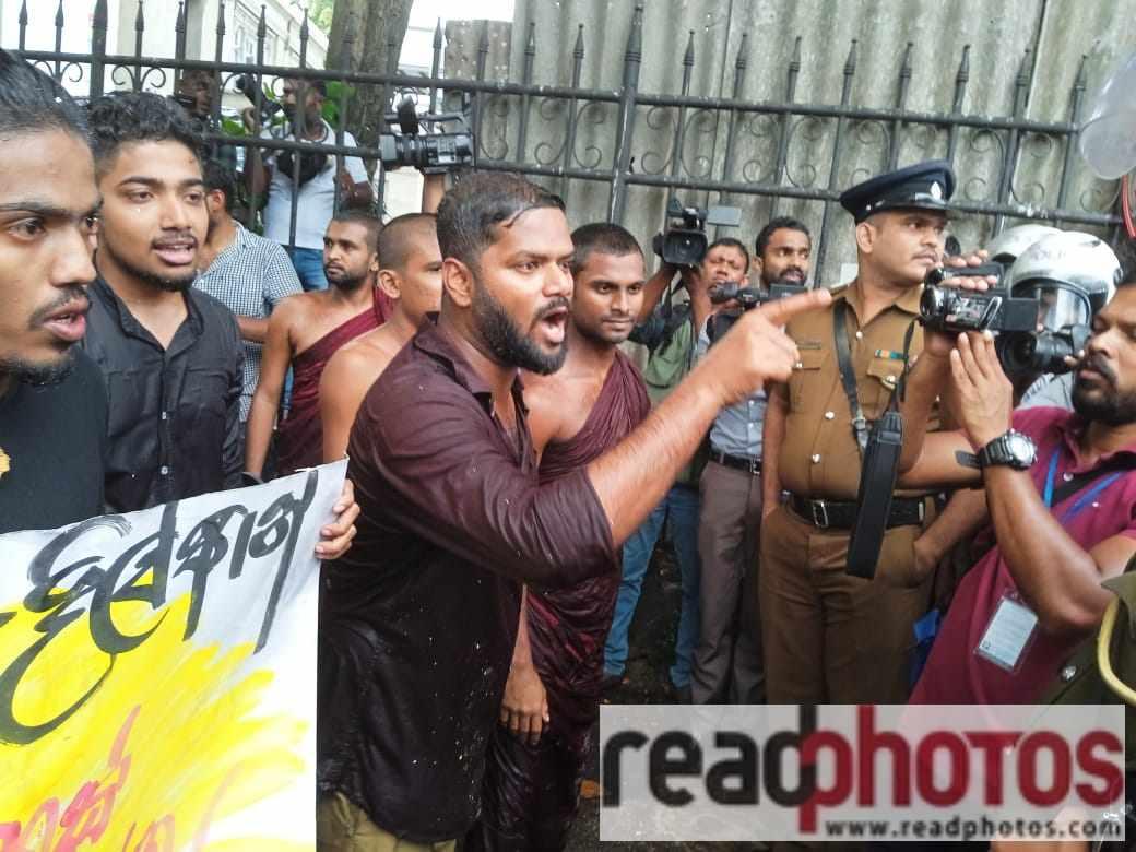 Protesters at Lipton Circle in Colombo dispersed by water cannons